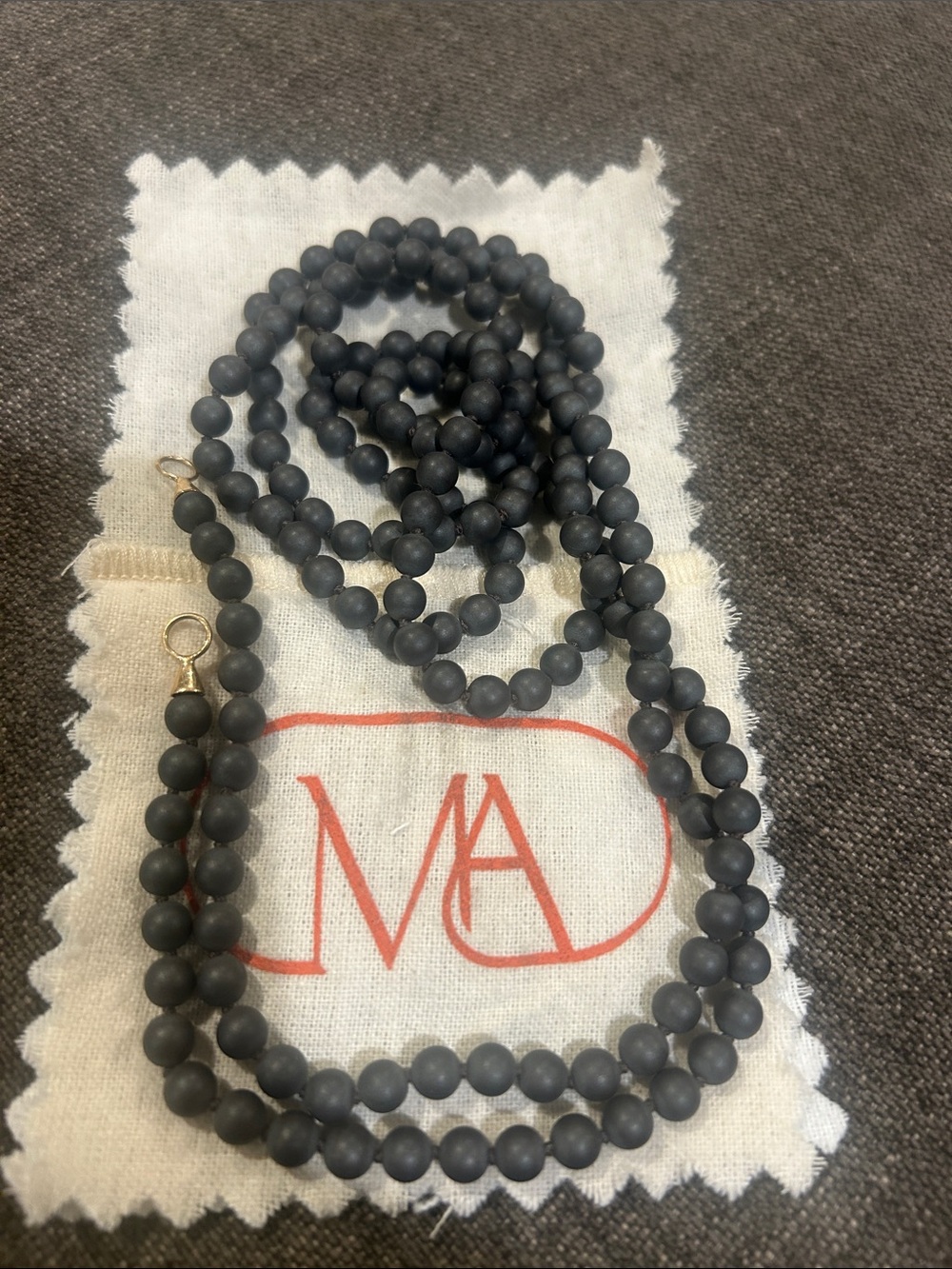 Matte Black Beaded Necklace with Gold Accents - Women's Jewelry